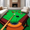 thumbnail image 1 of ODIKA 8'x10' Machine Washable Non-Slip Area Rug, Snooker Table Balls Cue Motif High Traffic Rug, Green, 841087, 1 of 7