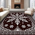 thumbnail image 1 of ODIKA 8'x10' Machine Washable Non-Slip Area Rug, Snowflake Holiday of Anti Fatigue Floor High Traffic Rug, Brown, 630425, 1 of 7