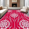 thumbnail image 1 of ODIKA 8'x10' Machine Washable Non-Slip Area Rug, Snowflake Medallion Festive Interlocking Winter Holiday Accent Design High Traffic Rug, Red, 509470, 1 of 7