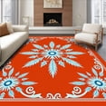thumbnail image 1 of ODIKA 8'x10' Machine Washable Non-Slip Area Rug, Snowflake Medallion Holiday with Intricate Crystal Inspired Design High Traffic Rug, Orange, 621779, 1 of 7
