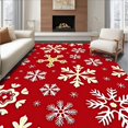 thumbnail image 1 of ODIKA 8'x10' Machine Washable Non-Slip Area Rug, Snowflake Medley With Metallic Starburst Motifs High Traffic Rug, Red, 616804, 1 of 7