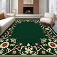 thumbnail image 1 of ODIKA 8'x10' Machine Washable Non-Slip Area Rug, Snowflake Pine Tree Festive Interlocking Holiday Motif High Traffic Rug with Pad, Green, 617648, 1 of 8