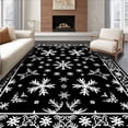 thumbnail image 1 of ODIKA 8x10 Machine Washable Non-Slip Area Rug, Snowflake Winter Wonderland Latch Hook Kit with Needle Supplies High Traffic Rug with Pad, Black, 649680, 1 of 8