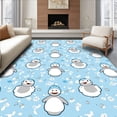 thumbnail image 1 of ODIKA 8'x10' Machine Washable Non-Slip Area Rug, Snowman Charm Whimsical Interlocking Scandinavian Design High Traffic Rug with Pad, Blue, 629671, 1 of 8