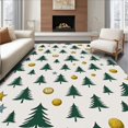 thumbnail image 1 of ODIKA 8'x10' Machine Washable Non-Slip Area Rug, Snowy Pine Grove with Festive Bauble Accents and Details High Traffic Rug with Pad, Green, 605986, 1 of 8