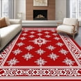 thumbnail image 1 of ODIKA 8'x10' Machine Washable Non-Slip Area Rug, Sparkling Nordic Semicircular Anti Slip Bath High Traffic Rug with Pad, Red, 617642, 1 of 8