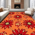 thumbnail image 1 of ODIKA 8'x10' Machine Washable Non-Slip Area Rug, Sparkling Poinsettia Bloom Medallion Ornamental High Traffic Rug with Pad, Orange, 613902, 1 of 8