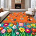thumbnail image 1 of ODIKA 8'x10' Machine Washable Non-Slip Area Rug, Springtime Meadow Pollinator Friends Nature Discovery Play Surface High Traffic Rug, Orange, 720868, 1 of 7