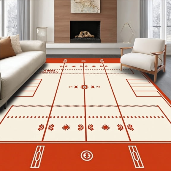 ODIKA 8'x10' Machine Washable Non-Slip Area Rug, Stadium Memorabilia Entrance Pathway Welcome Celebration High Traffic Rug, Red, 669774