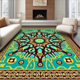 thumbnail image 1 of ODIKA 8'x10' Machine Washable Non-Slip Area Rug, Starburst Medallion Decorative with Central Focal Point Design High Traffic Rug with Pad, Brown, 496958, 1 of 8