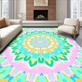 thumbnail image 1 of ODIKA 8'x10' Machine Washable Non-Slip Area Rug, Starburst Mosaic with Abstract Floral Petals and Gradient Details High Traffic Rug, Pink, 463489, 1 of 7
