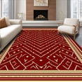 thumbnail image 1 of ODIKA 8'x10' Machine Washable Non-Slip Area Rug, Starlit Pathway Interlocking with Gold Detailing High Traffic Rug with Pad, Red, 604531, 1 of 8