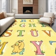 thumbnail image 1 of ODIKA 8'x10' Machine Washable Non-Slip Area Rug, Storybook Alphabet Parade with Friendly Characters and Decorative Lettering High Traffic Rug with Pad, Yellow, 691350, 1 of 8