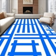 thumbnail image 1 of ODIKA 8'x10' Machine Washable Non-Slip Area Rug, Striped Checker Design Floor Accent with Classic Country Charm High Traffic Rug with Pad, Blue, 464606, 1 of 8