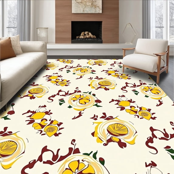 ODIKA 8'x10' Machine Washable Non-Slip Area Rug, Stylish Desert Bloom High Traffic Rug, Ivory, 384098
