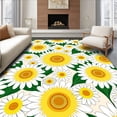 thumbnail image 1 of ODIKA 8'x10' Machine Washable Non-Slip Area Rug, Sunburst Daisy Field Floral Arrangement Decorative Accent High Traffic Rug, Yellow, 527864, 1 of 7