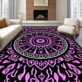 thumbnail image 1 of ODIKA 8'x10' Machine Washable Non-Slip Area Rug, Sunburst Interlocking Petal Design with Starry High Traffic Rug, Black, 710064, 1 of 7