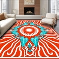 thumbnail image 1 of ODIKA 8'x10' Machine Washable Non-Slip Area Rug, Sunburst Lattice Design Featuring Cascading and Art High Traffic Rug with Pad, Orange, 716905, 1 of 8