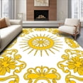 thumbnail image 1 of ODIKA 8'x10' Machine Washable Non-Slip Area Rug, Sunburst Medallion Interlocking Floral Motif Contemporary Design High Traffic Rug with Pad, Gold, 441543, 1 of 8