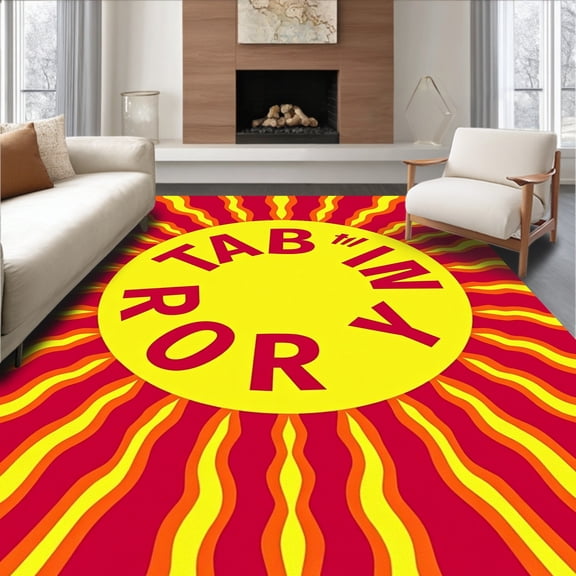 ODIKA 8'x10' Machine Washable Non-Slip Area Rug, Sunshine Rays Alphabet Interactive Circular Crawl Space Developmental High Traffic Rug, Red, 688729