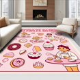 thumbnail image 1 of ODIKA 8'x10' Machine Washable Non-Slip Area Rug, Sweet Capybara Bakery Theme Indoor Dessert Shop Illustration Style High Traffic Rug with Pad, Pink, 723176, 1 of 8