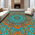 thumbnail image 1 of ODIKA 8'x10' Machine Washable Non-Slip Area Rug, Swirling Vortex Decorative Artistic Medallion High Traffic Rug, Orange, 500622, 1 of 7