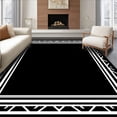 thumbnail image 1 of ODIKA 8'x10' Machine Washable Non-Slip Area Rug, Symmetric Key Motif Framing with Crisp Minimalist Detailing High Traffic Rug with Pad, Black, 600735, 1 of 8