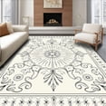 thumbnail image 1 of ODIKA 8'x10' Machine Washable Non-Slip Area Rug, Symmetrical Floral Medallions with Delicate Line Detailing High Traffic Rug, Black, 463914, 1 of 7