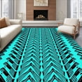 thumbnail image 1 of ODIKA 8'x10' Machine Washable Non-Slip Area Rug, Teal Herringbone Chevron with Zigzag High Traffic Rug with Pad, Blue, 661444, 1 of 8