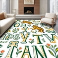 thumbnail image 1 of ODIKA 8'x10' Machine Washable Non-Slip Area Rug, Tiger Tale Alphabet with Animated Lettering and Forest Friends High Traffic Rug, Green, 690721, 1 of 7