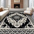 thumbnail image 1 of ODIKA 8'x10' Machine Washable Non-Slip Area Rug, Tile Inspired Quatrefoil Medallion Design Floor Covering High Traffic Rug, Black, 595662, 1 of 7