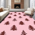 thumbnail image 1 of ODIKA 8'x10' Machine Washable Non-Slip Area Rug, Traditional Fir Tree Bath Festive High Traffic Rug, Pink, 653194, 1 of 7