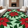 thumbnail image 1 of ODIKA 8'x10' Machine Washable Non-Slip Area Rug, Traditional Holiday Poinsettia Bloom Design with Seasonal Florals High Traffic Rug with Pad, Red, 505425, 1 of 8