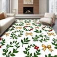 thumbnail image 1 of ODIKA 8'x10' Machine Washable Non-Slip Area Rug, Traditional Holly Berry Wreath Vintage Style Celebration High Traffic Rug, Green, 733786, 1 of 7
