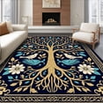 thumbnail image 1 of ODIKA 8'x10' Machine Washable Non-Slip Area Rug, Tree of Life Aviary Canvas with Flourishing Botanical and Ensemble High Traffic Rug with Pad, Gold, 477896, 1 of 8