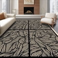 thumbnail image 1 of ODIKA 8'x10' Machine Washable Non-Slip Area Rug, Tropical Foliage Lattice Abstract Contemporary Artistic High Traffic Rug, Black, 718371, 1 of 7