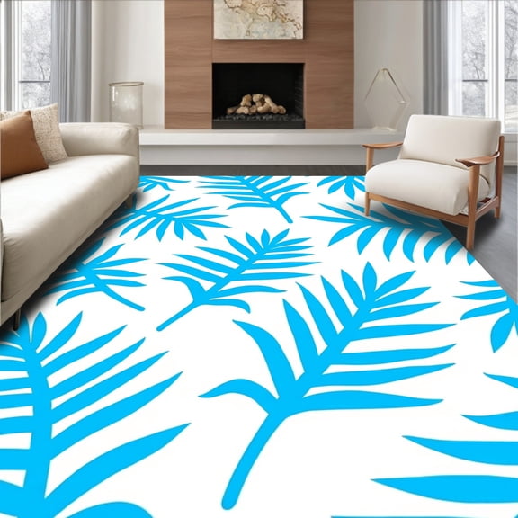 ODIKA 8'x10' Machine Washable Non-Slip Area Rug, Tropical Reversible Braided High Traffic Rug, Blue, 716051