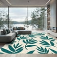 thumbnail image 1 of ODIKA 8'x10' Machine Washable Non-Slip Area Rug, Verdant Frond Cascade Design Teal Accents High Traffic Rug with Pad, Ivory, 905914, 1 of 8