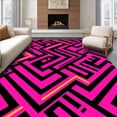 thumbnail image 1 of ODIKA 8'x10' Machine Washable Non-Slip Area Rug, Vibrant Interlocking Chevron with Bold Fuchsia Highlights High Traffic Rug with Pad, Pink, 577729, 1 of 8