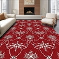 thumbnail image 1 of ODIKA 8'x10' Machine Washable Non-Slip Area Rug, Victorian Holiday Fleur Motif with Interwoven Icy Snowflakes and Delicate Petals High Traffic Rug, Red, 638833, 1 of 7