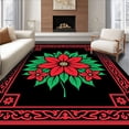 thumbnail image 1 of ODIKA 8'x10' Machine Washable Non-Slip Area Rug, Victorian Poinsettia Blooms Embroidery Project with Elegant Floral Art High Traffic Rug, Red, 647087, 1 of 7