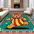 thumbnail image 1 of ODIKA 8'x10' Machine Washable Non-Slip Area Rug, Vintage Circus Bear Performer with Carnival Decoration High Traffic Rug with Pad, Red, 725163, 1 of 8