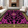 thumbnail image 1 of ODIKA 8'x10' Machine Washable Non-Slip Area Rug, Vintage Damask Baroque Scrollwork with Classical Elegance High Traffic Rug with Pad, Black, 586464, 1 of 8