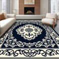 thumbnail image 1 of ODIKA 8'x10' Machine Washable Non-Slip Area Rug, Vintage Damask Scrollwork Anti Skid High Traffic Rug, Black, 533878, 1 of 7