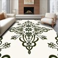 thumbnail image 1 of ODIKA 8'x10' Machine Washable Non-Slip Area Rug, Vintage Floral Damask Motif with Interlocking Vinework High Traffic Rug with Pad, Green, 616553, 1 of 8