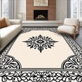 thumbnail image 1 of ODIKA 8'x10' Machine Washable Non-Slip Area Rug, Vintage Floral Medallion Heritage Ornate Damask Elegant Motif High Traffic Rug with Pad, Black, 582304, 1 of 8