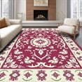 thumbnail image 1 of ODIKA 8'x10' Machine Washable Non-Slip Area Rug, Vintage Medallion with Distressed Watercolor Details High Traffic Rug with Pad, Red, 600166, 1 of 8