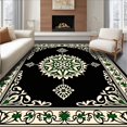 thumbnail image 1 of ODIKA 8'x10' Machine Washable Non-Slip Area Rug, Vintage Oriental Medallion With Intricate Floral Frames And Scrollwork High Traffic Rug with Pad, Black, 567710, 1 of 8