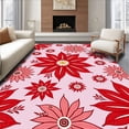 thumbnail image 1 of ODIKA 8'x10' Machine Washable Non-Slip Area Rug, Vintage Poinsettia Bloom with Classic Flower Petal Arrangements High Traffic Rug, Red, 605596, 1 of 7