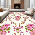thumbnail image 1 of ODIKA 8'x10' Machine Washable Non-Slip Area Rug, Vintage Rose Garden Damask Design Low Pile High Traffic Rug with Pad, Pink, 438730, 1 of 8